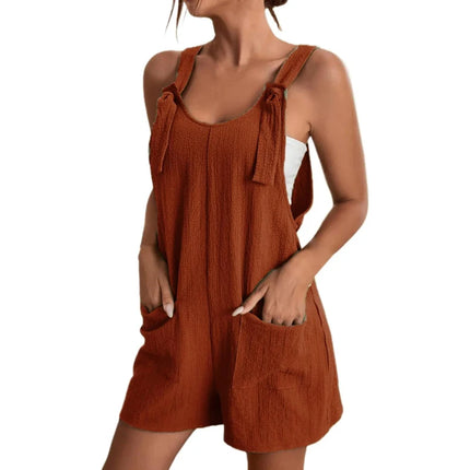 Women’s Summer 2024 Strappy Sleeveless Jumpsuit with Pockets