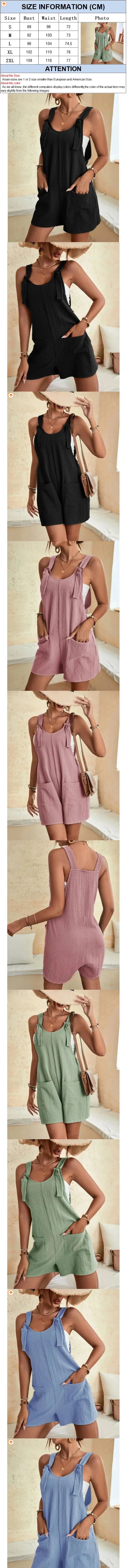 Women’s Casual Summer Sleeveless Romper with Pockets