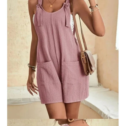 Women’s Casual Summer Sleeveless Romper with Pockets