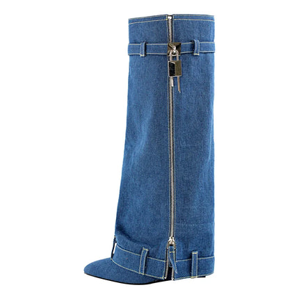 Onlymaker Women’s Rhinestone Knee-High Party Boots