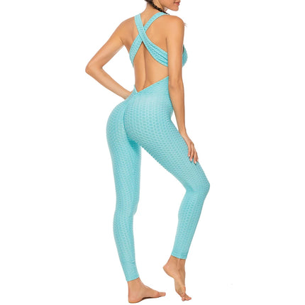 White & Black Push-Up Backless Fitness Romper