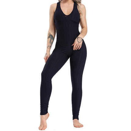 White & Black Push-Up Backless Fitness Romper