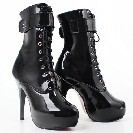 Sexy 15cm Lace-Up Platform Ankle Boots – Unisex Plus Size