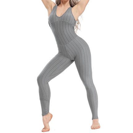 White & Black Push-Up Backless Fitness Romper