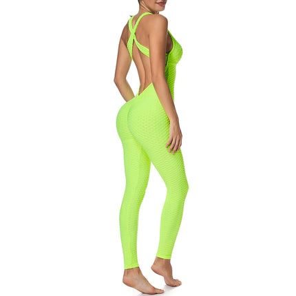 White & Black Push-Up Backless Fitness Romper