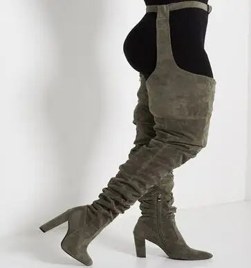 Sestito Women’s Thigh-High Flock Boots