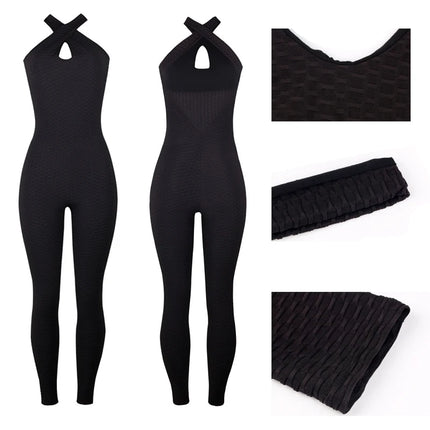 White & Black Push-Up Backless Fitness Romper