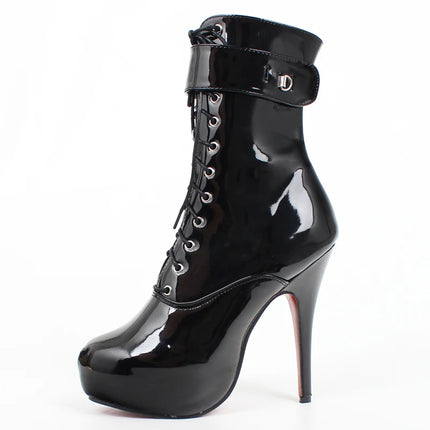 Sexy 15cm Lace-Up Platform Ankle Boots – Unisex Plus Size