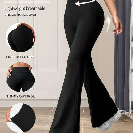 Women’s High-Waist Slim Flared Black Pants – Spring/Summer