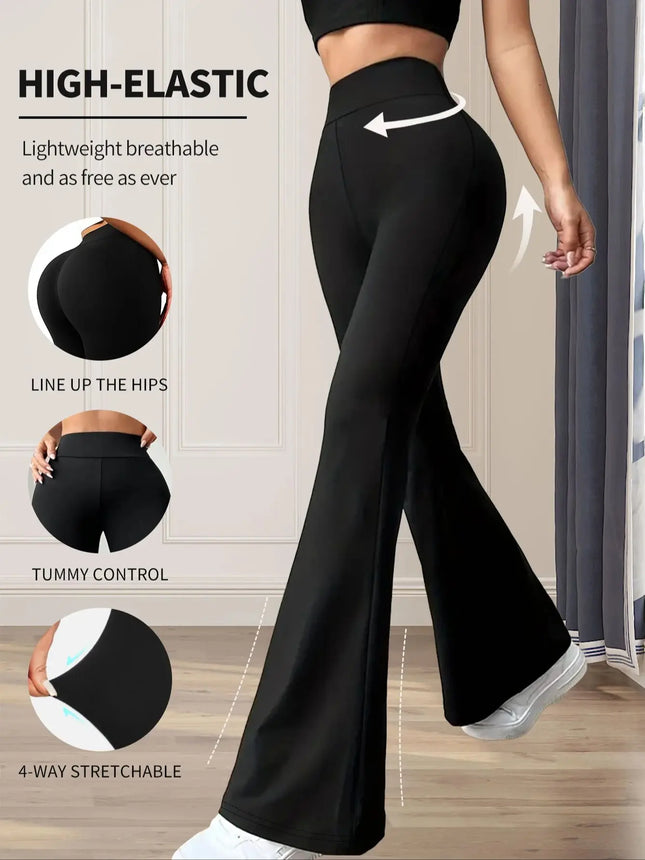 Women’s High-Waist Slim Flared Black Pants – Spring/Summer