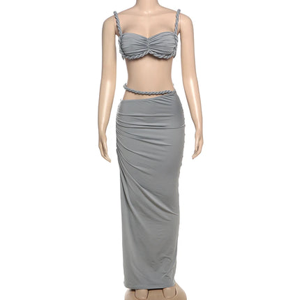 Weird Puss 2-Piece Bandage Set – Square Neck Bra & Ruched Skirt