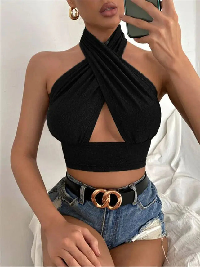 Women’s Summer Crop – Cutout Halter Neck