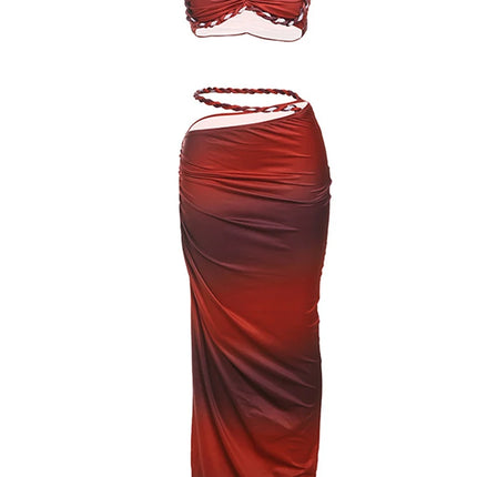 Weird Puss 2-Piece Bandage Set – Square Neck Bra & Ruched Skirt