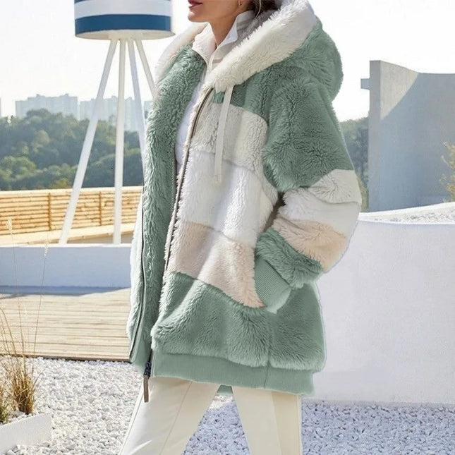 2025 Oversized Plush Hooded Jacket – Warm Streetwear Coat