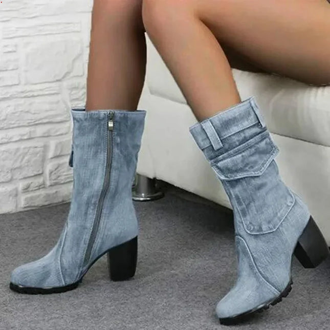 2025 Women’s Denim Pointed Toe Cowboy Boots
