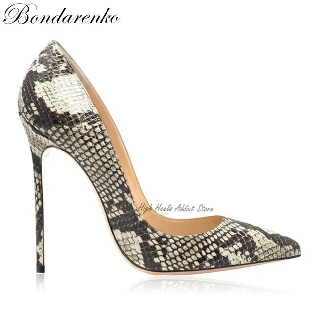 Python-Print Women’s Pointed-Toe Stiletto Pumps