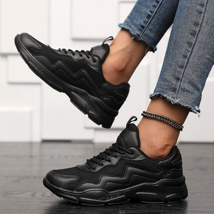 Lightweight Black Mesh Unisex Casual Sneakers
