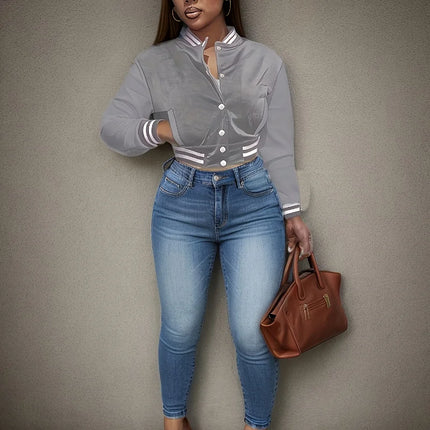 European Single-Breasted Baseball Jacket – Women’s Spring & Autumn