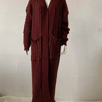 Women’s Yellow Crochet Knit Long Cardigan
