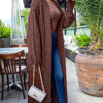 Women’s Yellow Crochet Knit Long Cardigan
