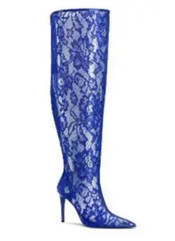 Women’s Summer Clear PVC Thigh-High Pointed-Toe Heels