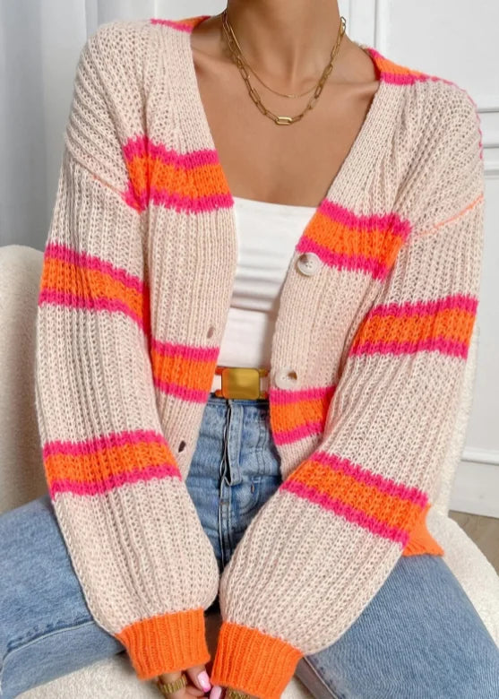 Women’s Loose Striped Knit Cardigan