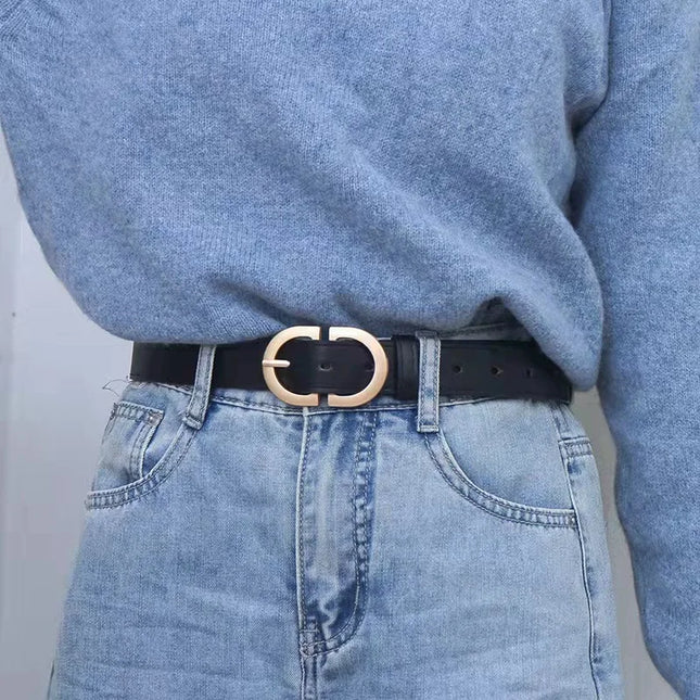 105cm Women’s Black Belt with Metal Buckle
