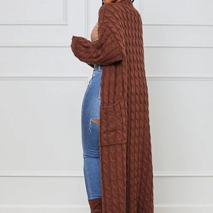Women’s Yellow Crochet Knit Long Cardigan