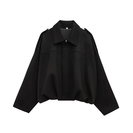 MUJER 2025 Oversized Suede Bomber – Padded Varsity Streetwear Coat