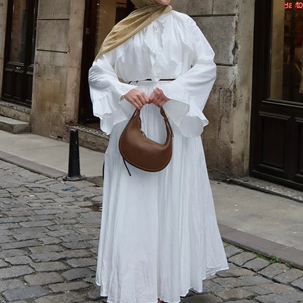 Ruffle Flare Sleeve Set – Lace-Up Shirt & Pleated High-Waist Skirt