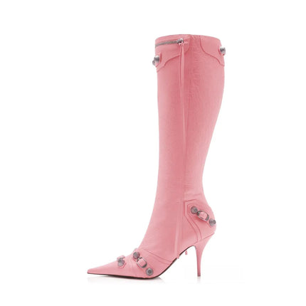 Women’s Pointed Rivet Tassel Knee-High Boots with Side Zip
