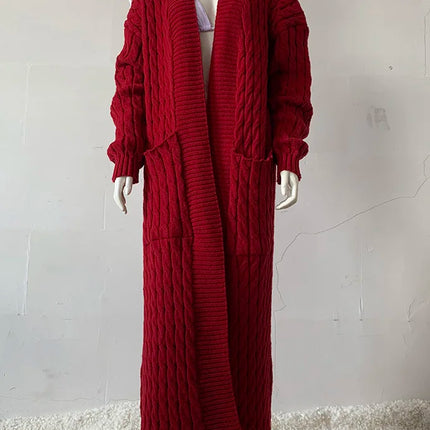 Women’s Yellow Crochet Knit Long Cardigan
