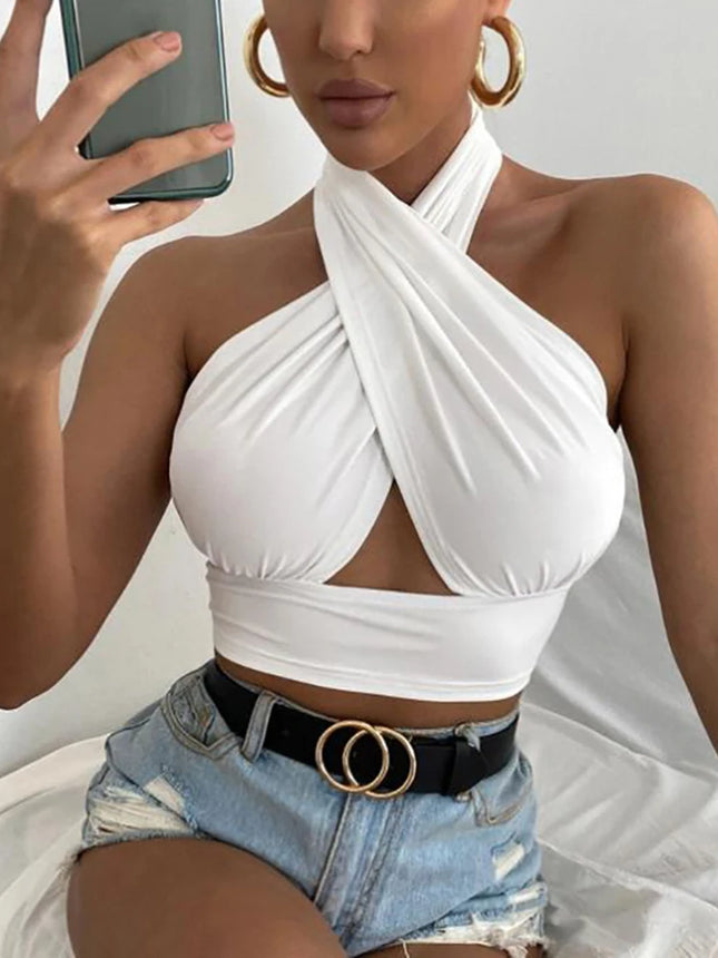 Women’s Summer Crop – Cutout Halter Neck