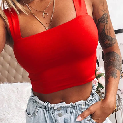 Square Neck Summer Crop – Sexy Backless Casual Tank