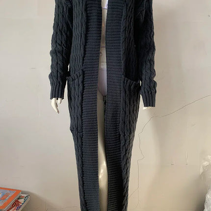 Women’s Yellow Crochet Knit Long Cardigan