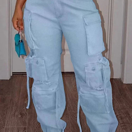 Plus Size Women’s Denim Overalls with Pockets and Button Straps