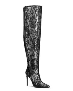 Women’s Summer Clear PVC Thigh-High Pointed-Toe Heels