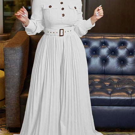 Wmstar Office Lady Buttoned Maxi Jumpsuit with Belt – Fall 2025