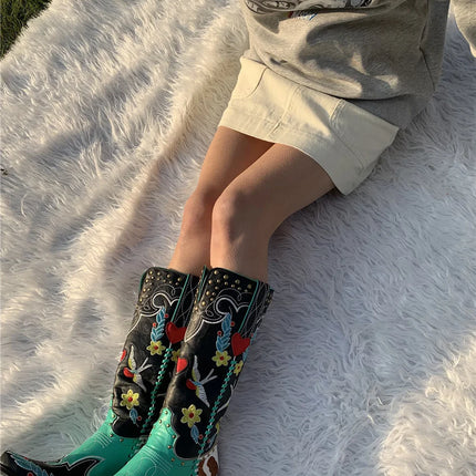 Women’s Embroidered Leather Western Cowboy Boots