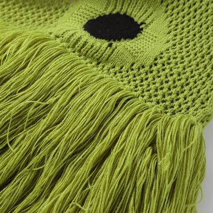 Women’s Hollow-Out Knitted Maxi Dress with Tassel Hem