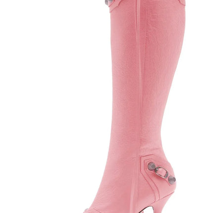 Women’s Pointed Rivet Tassel Knee-High Boots with Side Zip