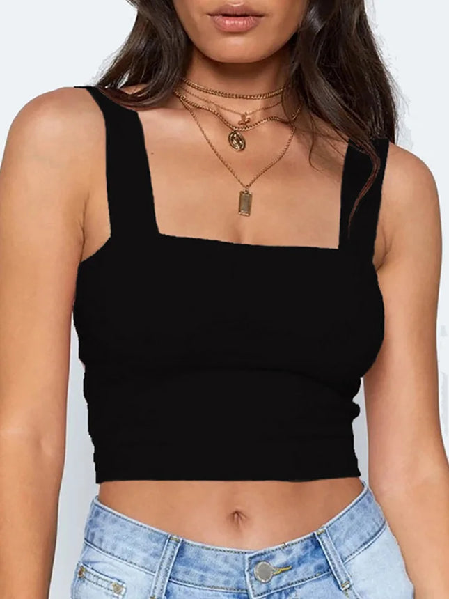 Square Neck Summer Crop – Sexy Backless Casual Tank