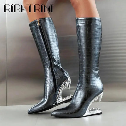 Women’s INS Motorcycle Platform Knee-High Boots