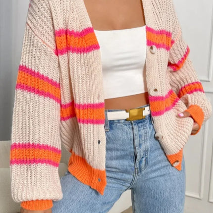 Women’s Loose Striped Knit Cardigan