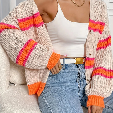Women’s Loose Striped Knit Cardigan
