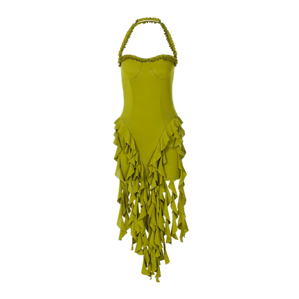 Hugcitar Ruffled Halter Backless Mini – Elegant Spring Dress