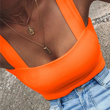 Square Neck Summer Crop – Sexy Backless Casual Tank