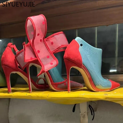 Women’s Red Polka Dot Bow Pointed-Toe Stiletto Heels