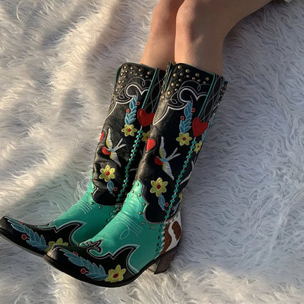 Women’s Embroidered Leather Western Cowboy Boots