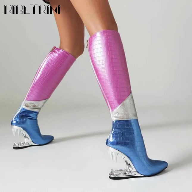Women’s INS Motorcycle Platform Knee-High Boots